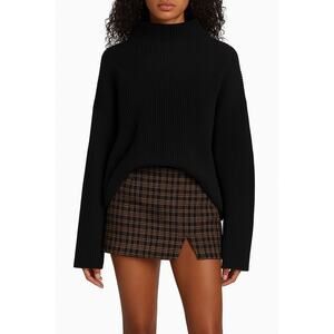 A.L.C. Louise Merino Wool Ribbed Sweater Black Mock Neck Minimalist Small